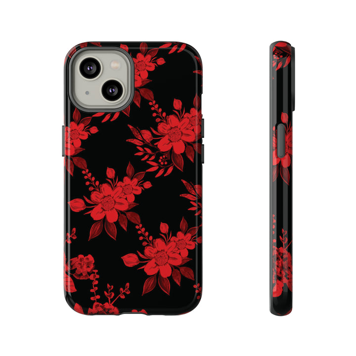 Cute IPhone Case | Red Black Flowers, iPhone 15 Case | iPhone 15 Pro Case, Iphone 14 Case, Iphone 14 Pro Max Case, Protective Iphone Case - Studio40ParkLane