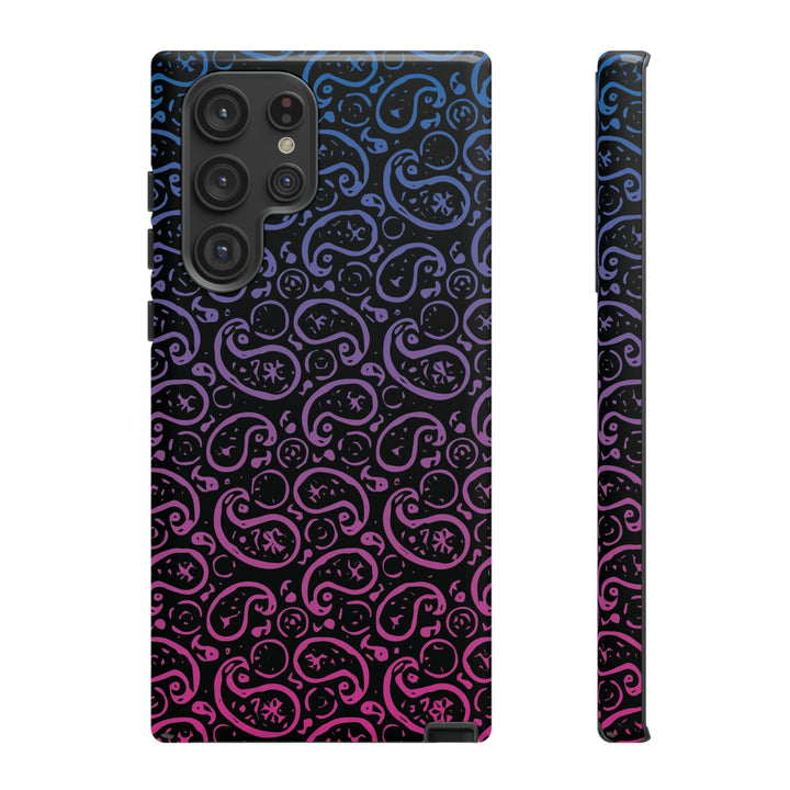 Cool Phone Case | Aesthetic Phone Case | Paisley Blue Pink Black | For Samsung Galaxy S23, S22, S21, S20 | Luxury Double Layer | Cute - Studio40ParkLane