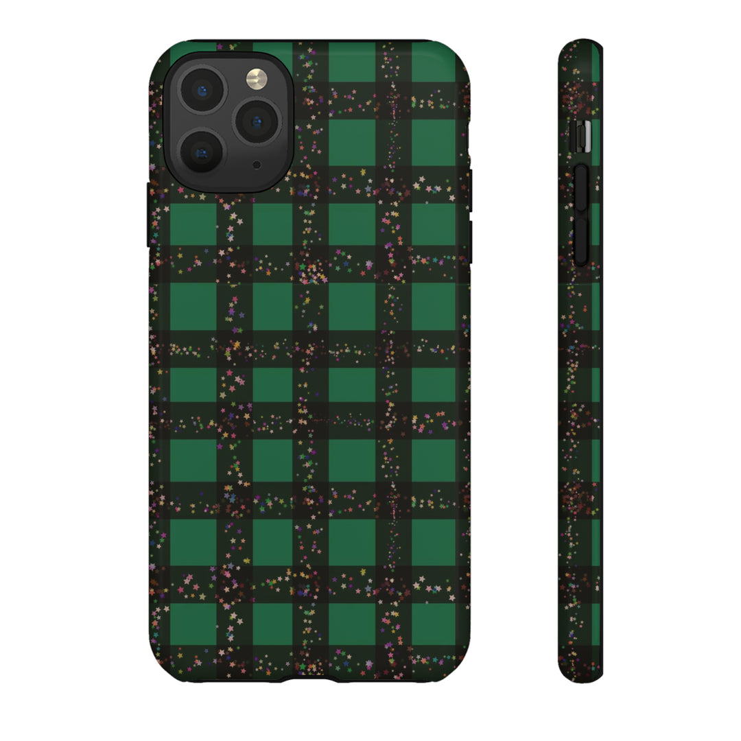 Cute IPhone Case | iPhone 15 Case | iPhone 15 Pro Max Case, Iphone 14 Case, Iphone 14 Pro Max Case IPhone Case for Art Lovers, Green Festive Plaid - Studio40ParkLane