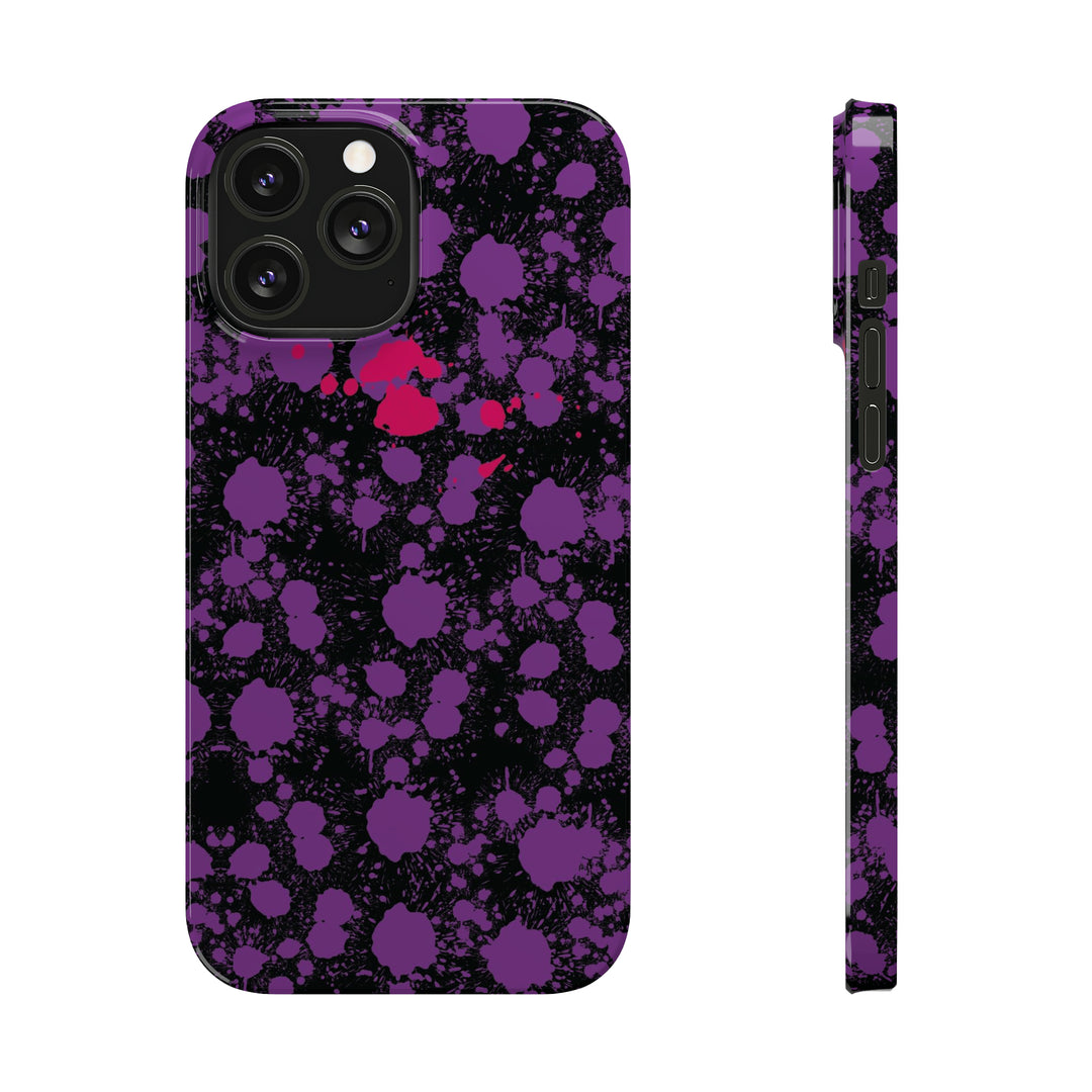 Slim Cute Phone Cases for Iphone - | iPhone 15 Case | iPhone 15 Pro Max Case, Iphone 14 Case, Iphone 14 Pro Max, Iphone 13, Purple Pink Paint Blots Splash - Studio40ParkLane