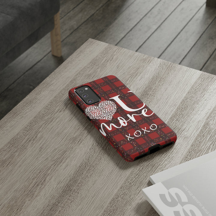 Cute Samsung Phone Cases, Designer Samsung Galaxy S23 Phone Case, Samsung S22 Case, Samsung S21 Case, Samsung S20 Case, Red Plaid Love You - Studio40ParkLane
