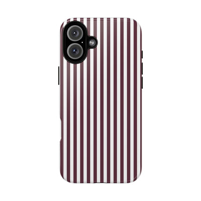 Tough Premium Burgundy Stripes Phone Case Gift for Her - For Apple iPhone 16 Pro Max 16e iPhone 15 Pro iPhone Iphone 14 Plus 13 Pro 12 SE XR - Studio40ParkLane