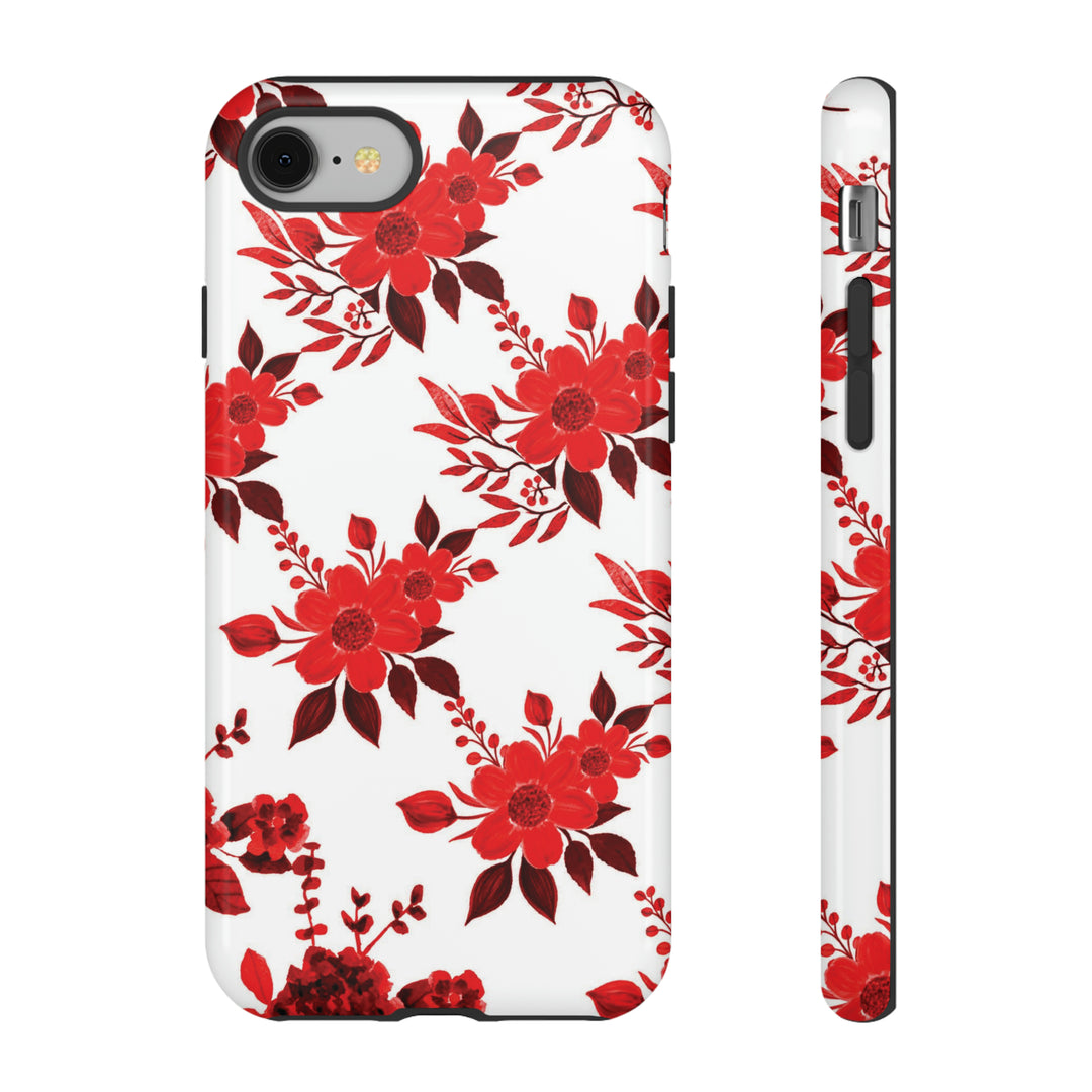 Cute IPhone Case | Red White Flowers, iPhone 15 Case | iPhone 15 Pro Case, Iphone 14 Case, Iphone 14 Pro Max Case, Protective Iphone Case - Studio40ParkLane