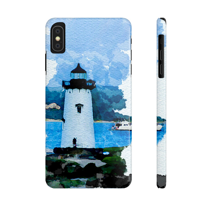 Slim Cute Phone Cases for Iphone - | iPhone 15 Case | iPhone 15 Pro Max Case, Iphone 14 Case, Iphone 14 Pro Max, Iphone 13, Beach Lighthouse Blue - Studio40ParkLane