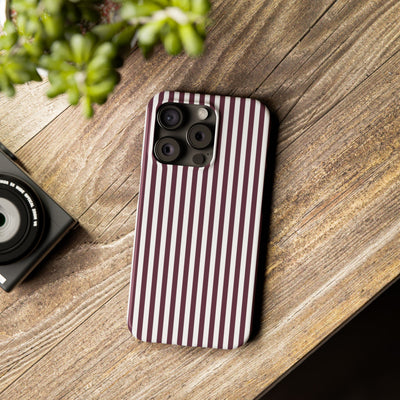 Slim Burgundy Wine Striped Cute Phone Case for Iphone 16 - | iPhone 15 Pro Max Case | iPhone 14 Case Iphone 13 12 11 10 9 8 7 Gift for Her - Studio40ParkLane