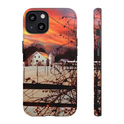 Impact Resistant, Winter Sunset Cute Phone Cases for Samsung S24, S23, S22, S21, IPhone 15 pro Iphone 14 pro Iphone 13 IPhone 12 Iphone 11