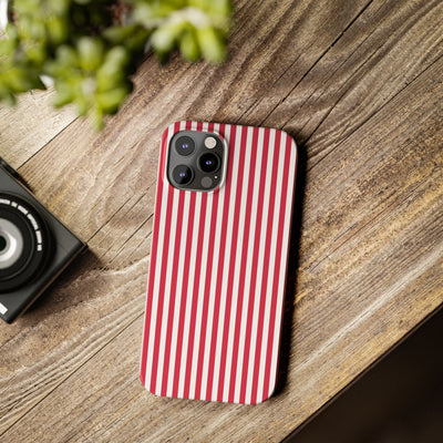 Slim Red Winterberry Striped Cute Phone Case for Iphone 16 - | iPhone 15 Pro Max Case | iPhone 14 Case 13 12 11 10 9 8 7 X XS Gift for Her