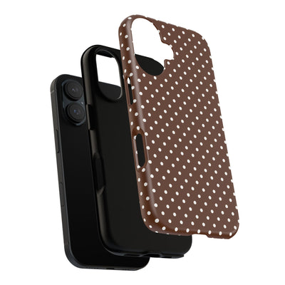 Aesthetic Tough Mocha Brown Polka Dots Premium Phone Case - For iPhone 17 Pro Max iPhone 16 Pro iPhone 15 Iphone 14 Plus 13 Pro 12 11 10 - Studio40ParkLane