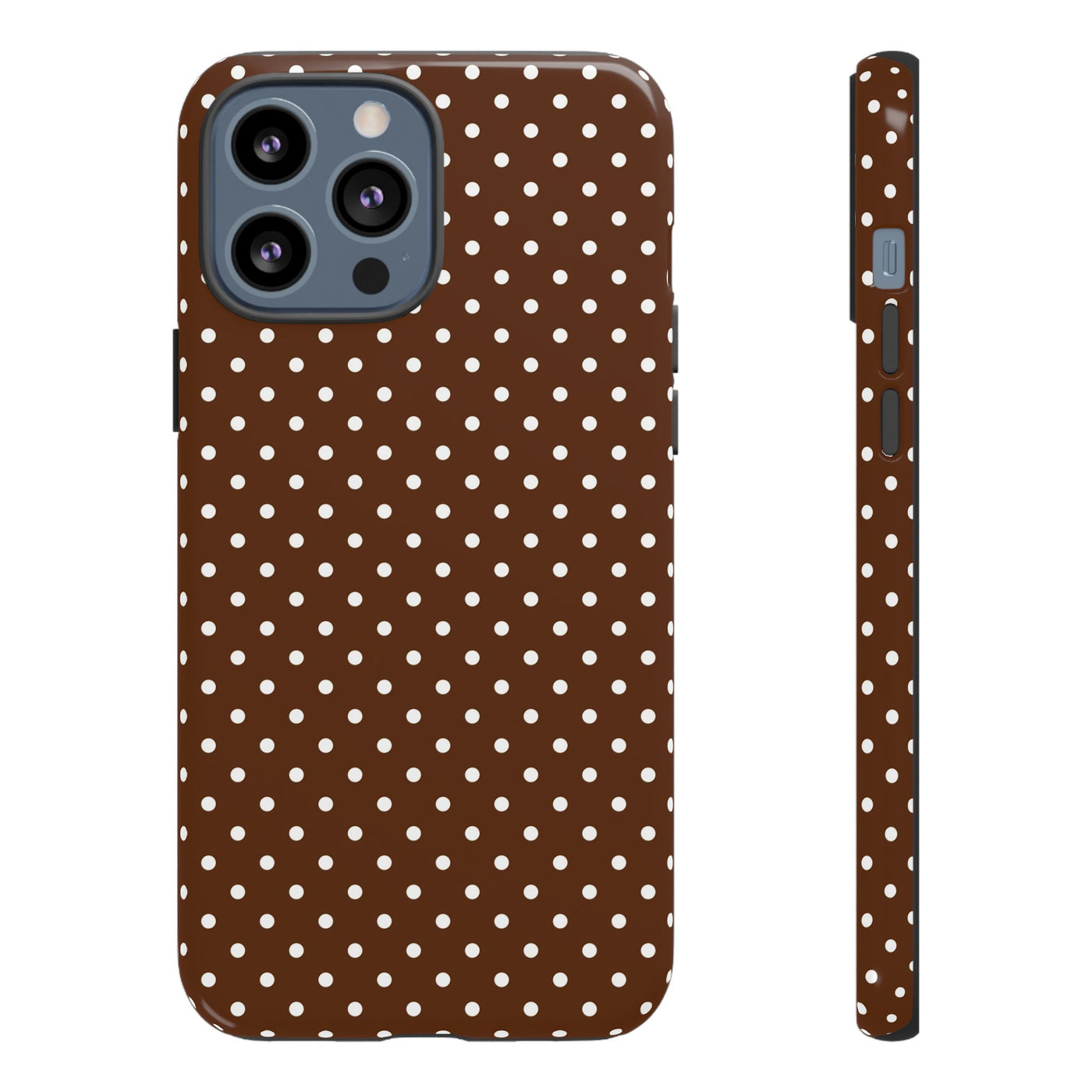 Aesthetic Tough Mocha Brown Polka Dots Premium Phone Case - For iPhone 17 Pro Max iPhone 16 Pro iPhone 15 Iphone 14 Plus 13 Pro 12 11 10 - Studio40ParkLane
