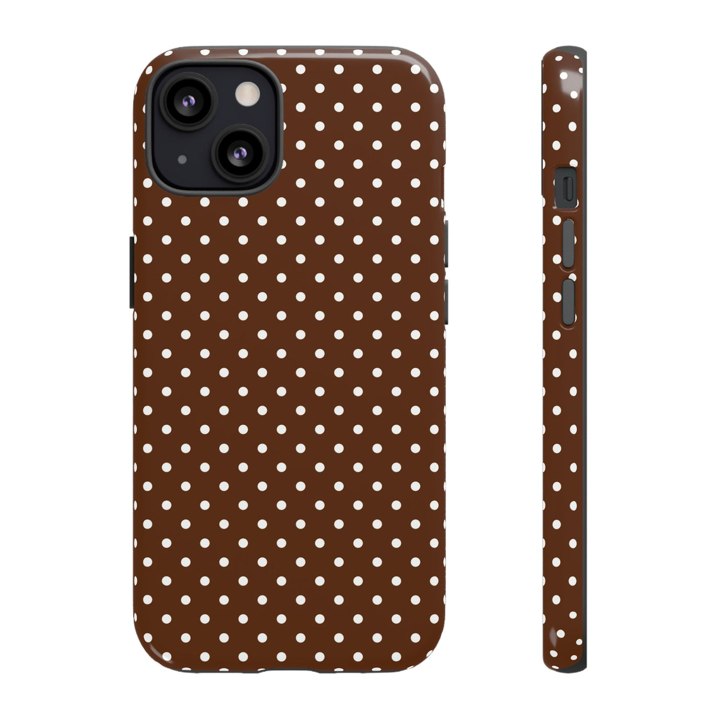 Aesthetic Tough Mocha Brown Polka Dots Premium Phone Case - For iPhone 17 Pro Max iPhone 16 Pro iPhone 15 Iphone 14 Plus 13 Pro 12 11 10 - Studio40ParkLane