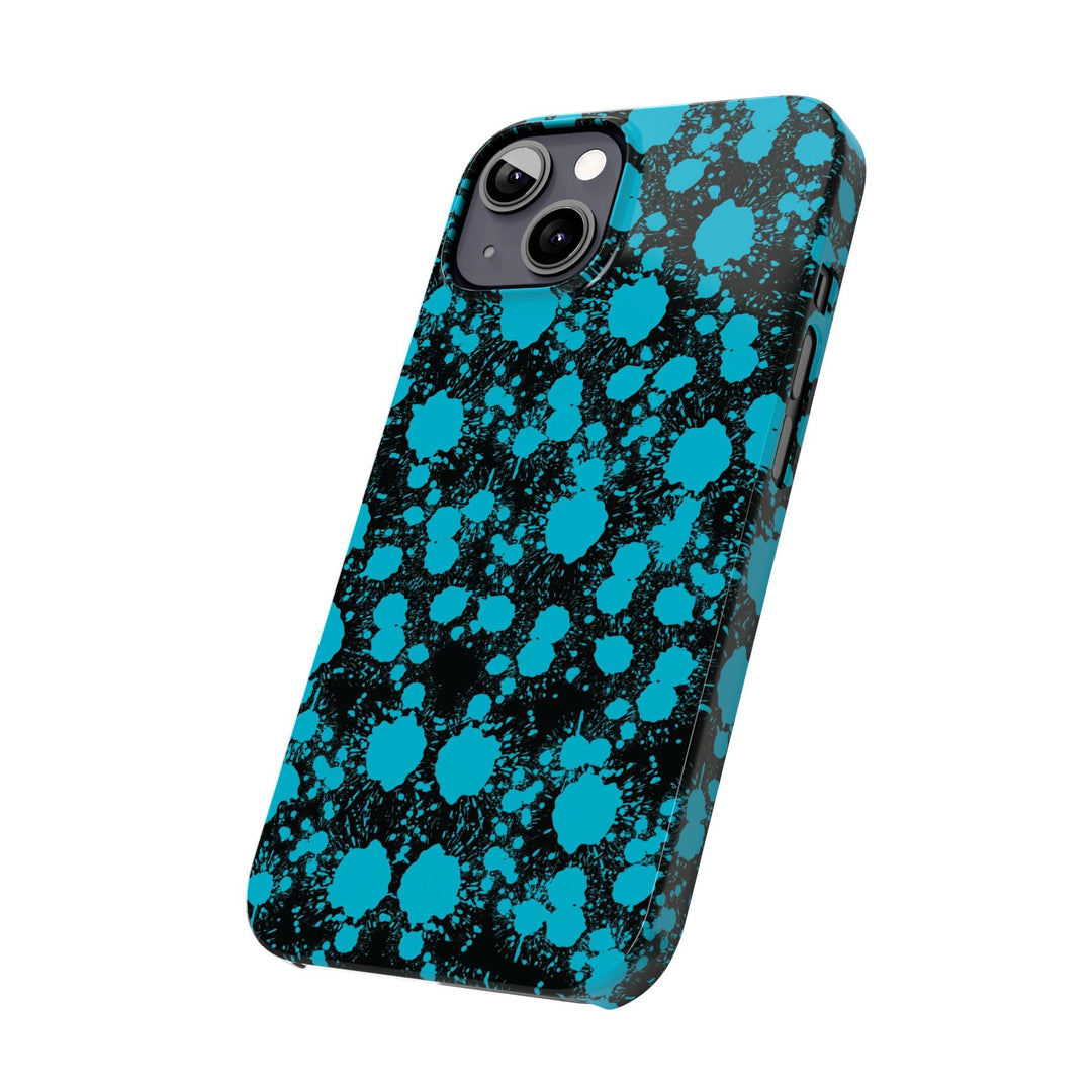 Slim Cute Phone Cases for Iphone - | iPhone 15 Case | iPhone 15 Pro Max Case, Iphone 14 Case, Iphone 14 Pro Max, Iphone 13, Blue Paint Blots Splash - Studio40ParkLane