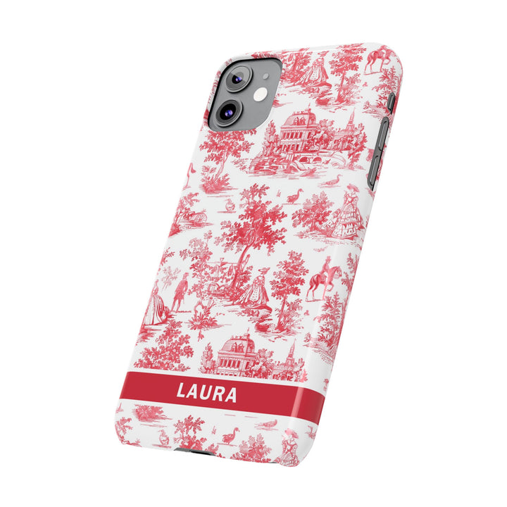 Slim French Toile Personalized Initial Custom Gift for Her Cute Phone Cases for Iphone 16 Pro Max | iPhone 15 Case | iPhone 15 Pro Max Case, Iphone 14, 13, 12, 11, 10, 8, 7 - Studio40ParkLane