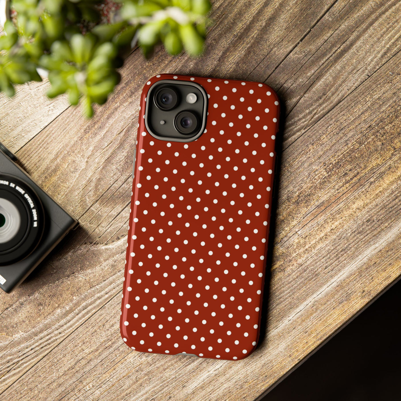 Aesthetic Tough Clay Red Polka Dots Premium Phone Case - For iPhone 17 Pro Max iPhone 16 Pro iPhone 15 Iphone 14 Plus 13 Pro 12 11 10 XR XS - Studio40ParkLane