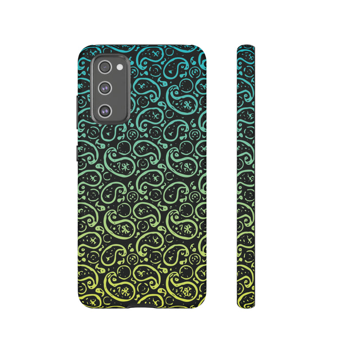 Cute Samsung Phone Case | Aesthetic Samsung Phone Case | Paisley Blue Yellow Black | Galaxy S23, S22, S21, S20 | Luxury Double Layer | Cool - Studio40ParkLane