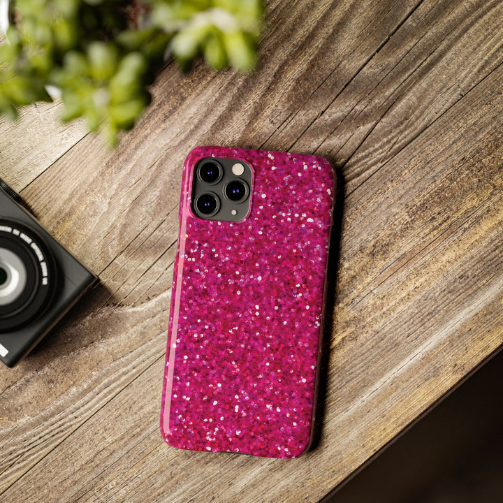 Slim Muted Pink Faux Play on Glitter Effect Cute Phone Cases for Iphone 16 Pro Max | iPhone 15 Case | iPhone 15 Pro Max Case, Iphone 14, Iphone 14 Pro Max, Iphone 13 12 11 8 7 - Studio40ParkLane