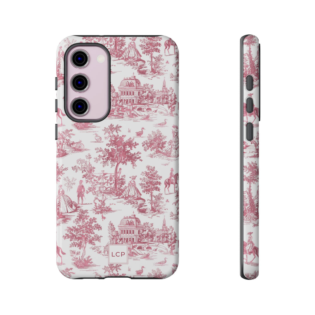 Personalized Custom French Toile Tough Cute Phone Case For Apple iPhone 18, 17, 16, 15 14, Pro Max, Samsung Galaxy S26, S25, S24 Plus Ultra