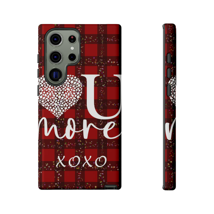 Cute Samsung Phone Cases, Designer Samsung Galaxy S23 Phone Case, Samsung S22 Case, Samsung S21 Case, Samsung S20 Case, Red Plaid Love You - Studio40ParkLane