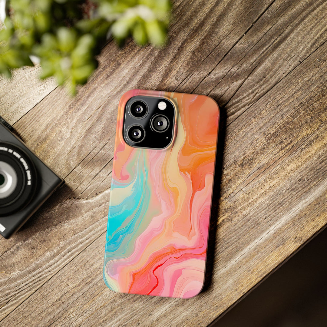 Slim Blue Pink Orange Marbled Cute Phone Cases for Iphone 16 Pro Max | iPhone 15 Case | iPhone 15 Pro Max Case, Iphone 14, Iphone 14 Pro Max, Iphone 13 12 11 8 7 - Studio40ParkLane