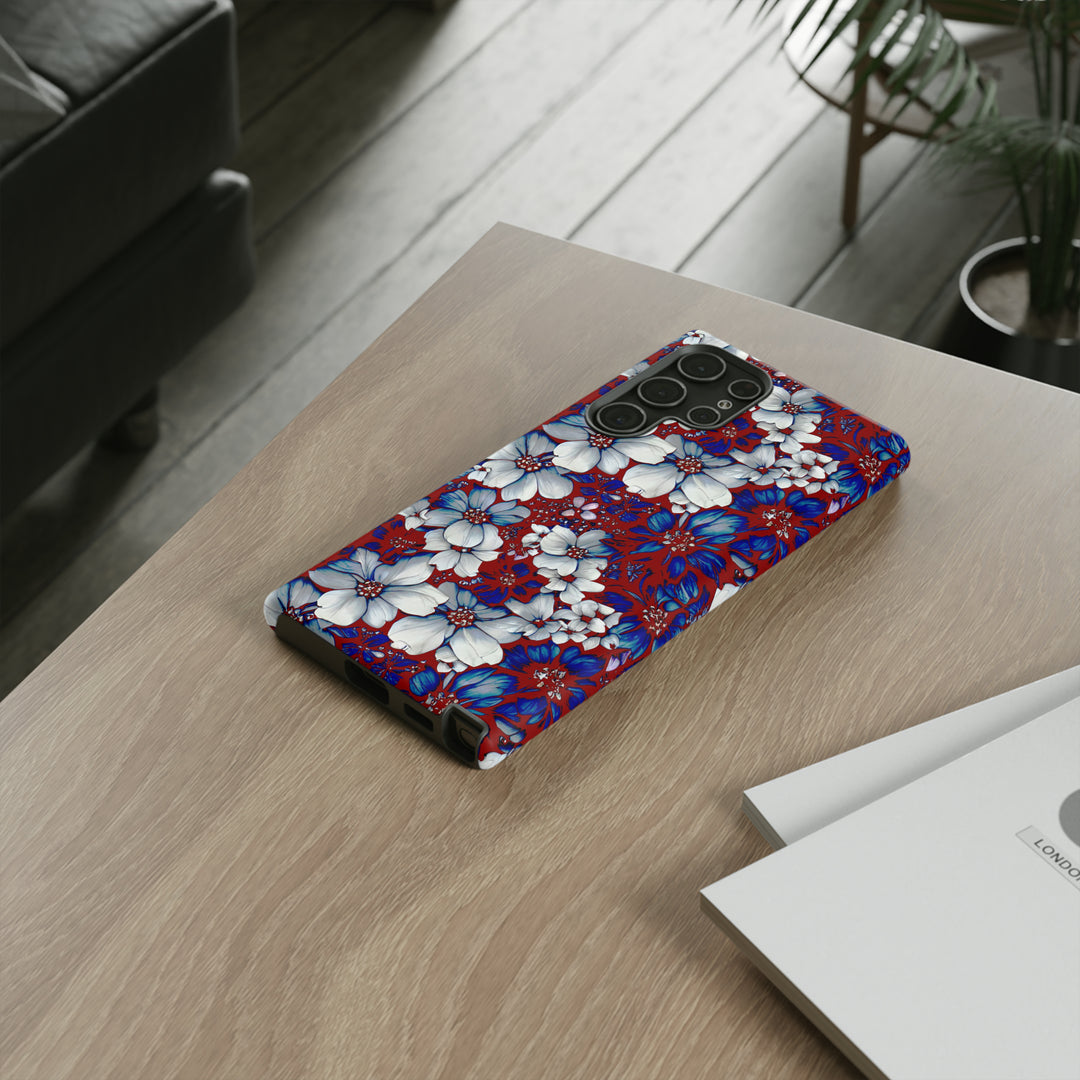 Cute Samsung Phone Case | Aesthetic Samsung Phone Case | Galaxy S23, S22, S21, S20 | Red Blue Flowers, Protective Phone Case - Studio40ParkLane