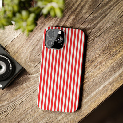 Slim Full Red Striped Cute Phone Case for Iphone 16 - | iPhone 15 Pro Max Case | iPhone 14 Case Iphone 13 12 11 10 9 8 7 XS X Gift for Her - Studio40ParkLane