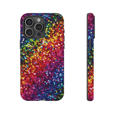 Faux Chic Play on Glitter Effect Cute Phone Case, for IPhone 16 pro Max | Iphone 15, Iphone 14, IPhone 13 Case, 11 8 7, Samsung Galaxy S24, S23, S22, S21, 2 Layer Protection