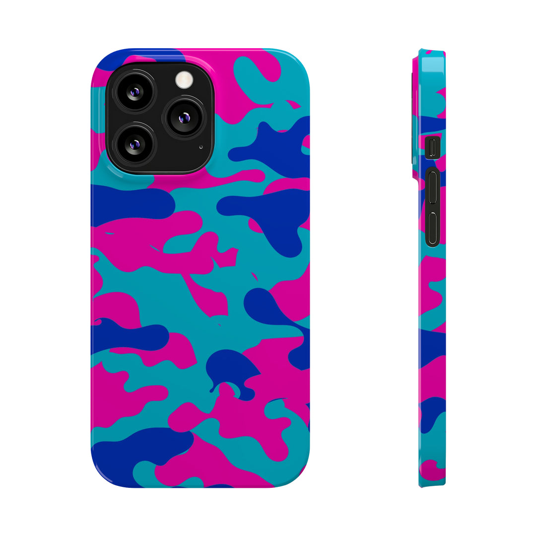 Slim Cute Phone Cases for Iphone - | iPhone 15 Case | iPhone 15 Pro Max Case, Iphone 14 Case, Iphone 14 Pro Max, Iphone 13, Blue Pink Camouflage - Studio40ParkLane