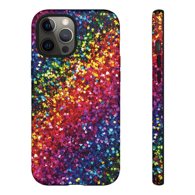 Faux Chic Play on Glitter Effect Cute Phone Case, for IPhone 16 pro Max | Iphone 15, Iphone 14, IPhone 13 Case, 11 8 7, Samsung Galaxy S24, S23, S22, S21, 2 Layer Protection