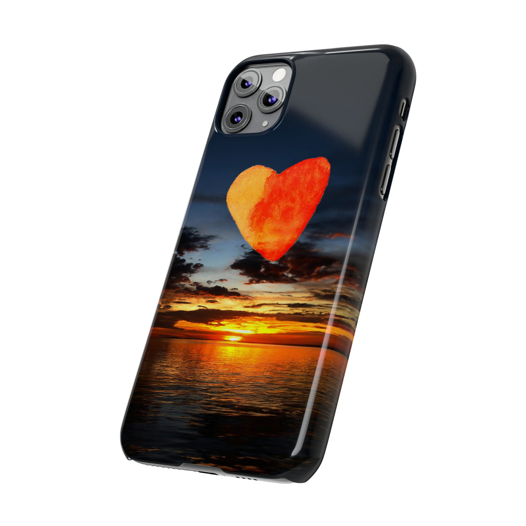 Slim Cute Phone Cases for Iphone - | iPhone 15 Case | iPhone 15 Pro Max Case, Iphone 14 Case, Iphone 14 Pro Max, Iphone 13, Rising Heart Sunset - Studio40ParkLane