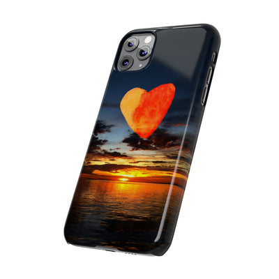 Slim Cute iPhone Cases - | iPhone 15 Case | iPhone 15 Pro Max Case, Iphone 14 Case, Iphone 14 Pro Max, Iphone 13, Rising Heart Sunset