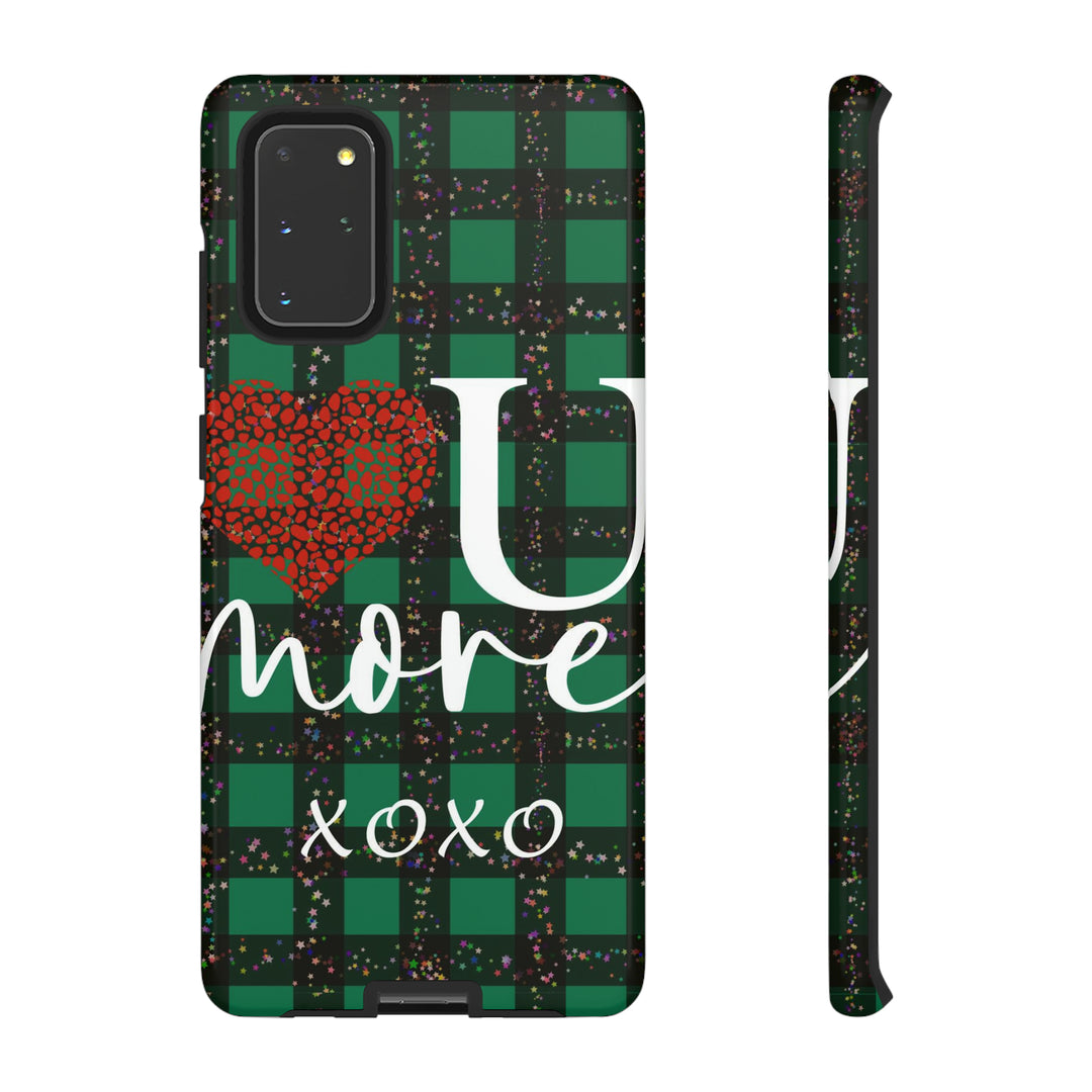 Cute Samsung Phone Cases, Designer Samsung Galaxy S23 Phone Case, Samsung S22 Case, Samsung S21 Case, Samsung S20 Case, Green Plaid Love You - Studio40ParkLane