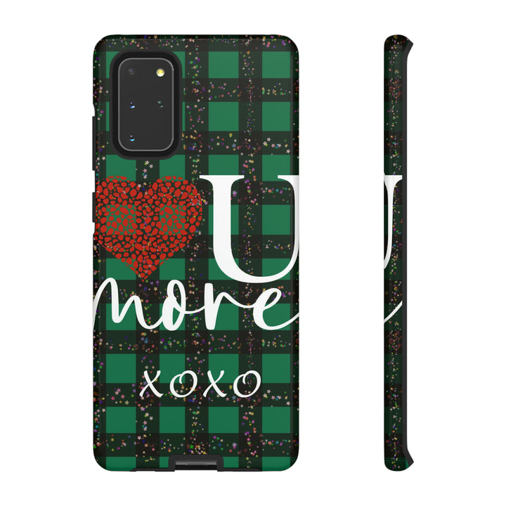 Cute Samsung Phone Cases, Designer Samsung Galaxy S23 Phone Case, Samsung S22 Case, Samsung S21 Case, Samsung S20 Case, Green Plaid Love You - Studio40ParkLane