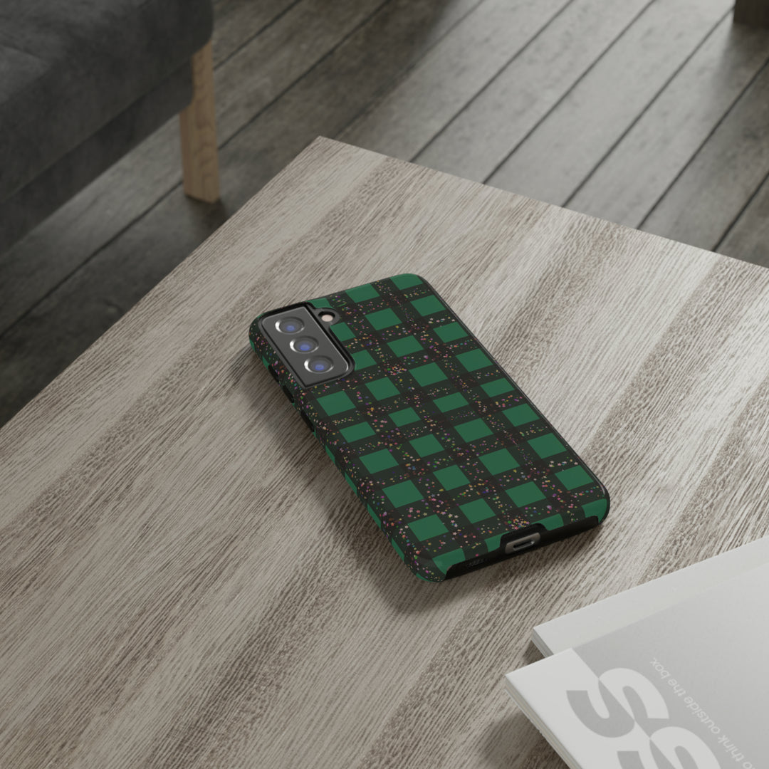 Cute Samsung Phone Cases, Designer Samsung Galaxy S23 Phone Case, Samsung S22 Case, Samsung S21 Case, Samsung S20 Case, Green Festive Plaid - Studio40ParkLane