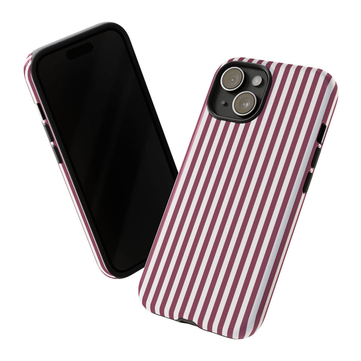 Tough Premium Old Claret Stripes Phone Case Gift for Her - For Apple iPhone 16 Pro Max 16e iPhone 15 Pro iPhone Iphone 14 Plus 13 Pro 12 SE XR - Studio40ParkLane