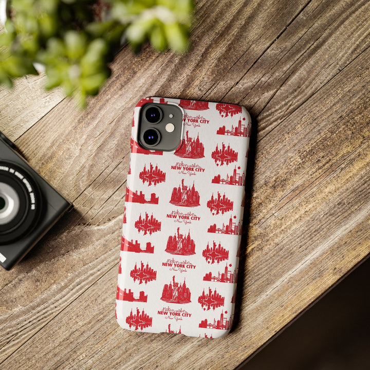 Slim New York Skyline Red Collage Coquette Gift for Her Cute Phone Cases for Iphone 16 Pro Max | iPhone 15 Case | iPhone 15 Pro Max Case, Iphone 14, Iphone 14 Pro Max, Iphone 13 12 11 8 7 - Studio40ParkLane
