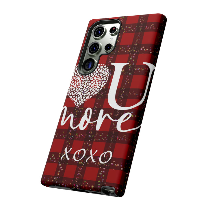 Cute Samsung Phone Cases, Designer Samsung Galaxy S23 Phone Case, Samsung S22 Case, Samsung S21 Case, Samsung S20 Case, Red Plaid Love You - Studio40ParkLane