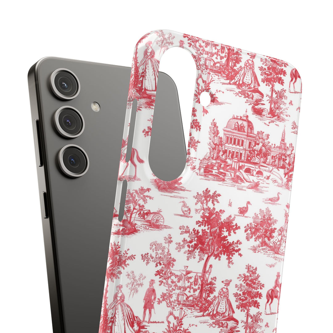 Snap French Toile Personalized Initial Custom Gift for Her Cute Phone Cases for Samsung S24, S23, S22, S21, S20, Plus and Ultra and Iphone, 16, 15, 14, 13, 12, 11. 10 - Studio40ParkLane