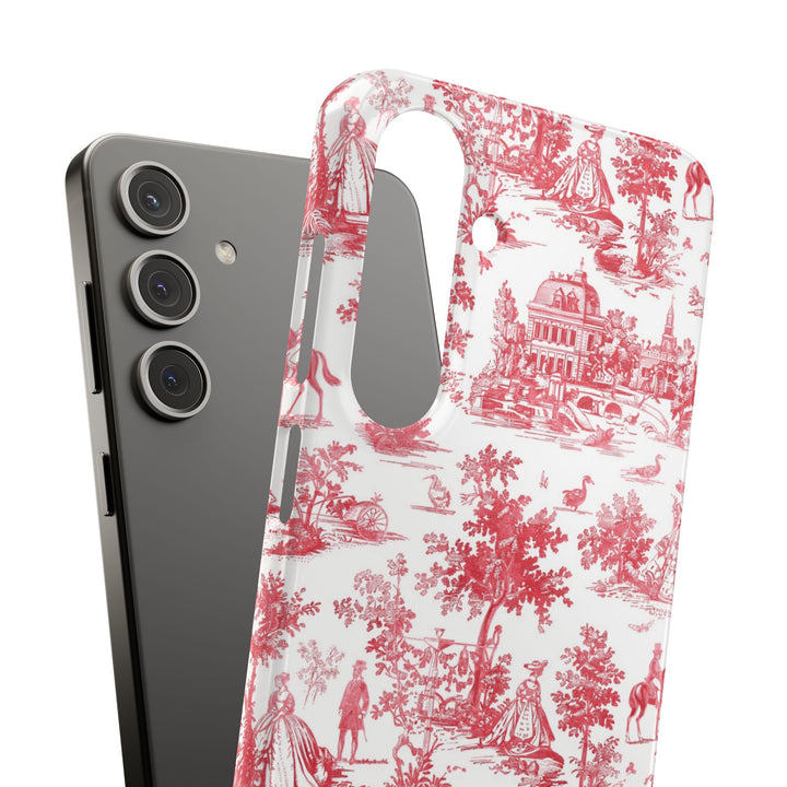 Snap French Toile Personalized Initial Custom Gift for Her Cute Phone Cases for Samsung S24, S23, S22, S21, S20, Plus and Ultra and Iphone, 16, 15, 14, 13, 12, 11. 10 - Studio40ParkLane