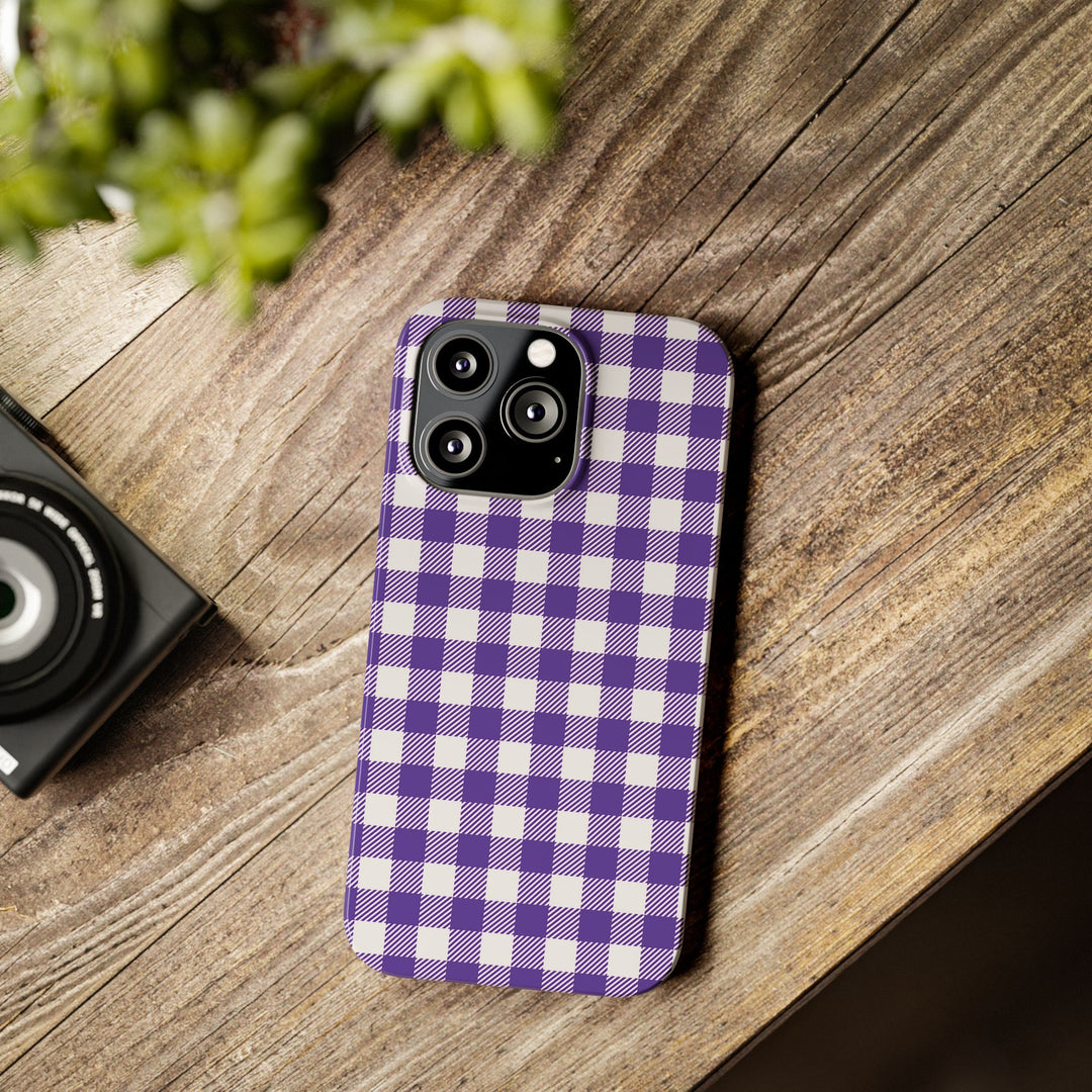 Slim Purple Gingham Gift for Her Cute Phone Cases for Iphone 16 Pro Max | iPhone 15 Case | iPhone 15 Pro Max Case, Iphone 14, 13, 12, 11, 10, 8, 7 - Studio40ParkLane