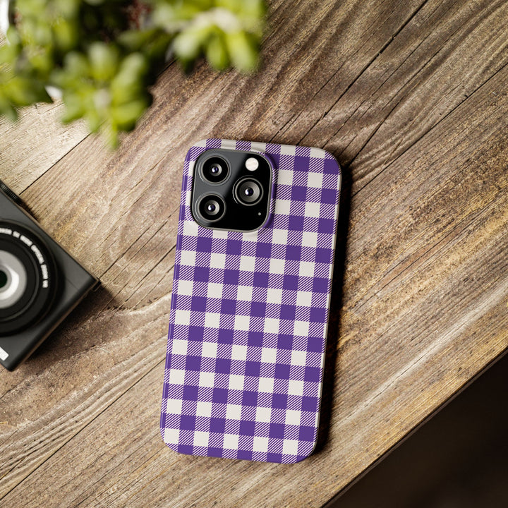 Slim Purple Gingham Gift for Her Cute Phone Cases for Iphone 16 Pro Max | iPhone 15 Case | iPhone 15 Pro Max Case, Iphone 14, 13, 12, 11, 10, 8, 7 - Studio40ParkLane