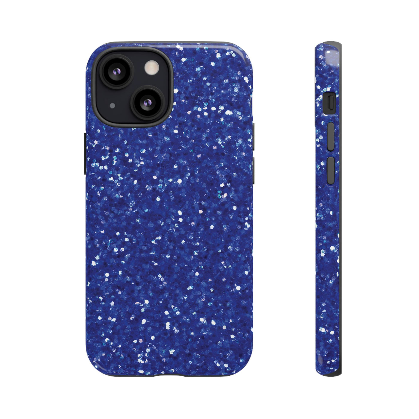 Chic Blue Faux Play on Glitter Effect Cute Phone Case, for IPhone 16 pro Max | Iphone 15, Iphone 14, IPhone 13 Case, 11 8 7, Samsung Galaxy S24, S23, S22, S21, 2 Layer Protection