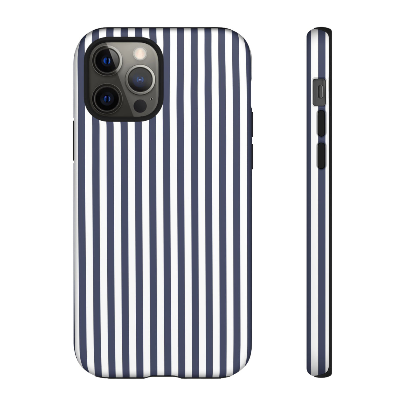 Tough Premium Navy Blue Stripes Phone Case Gift for Her - For Apple iPhone 16 Pro Max 16e iPhone 15 Pro iPhone Iphone 14 Plus 13 Pro 12 SE XR - Studio40ParkLane