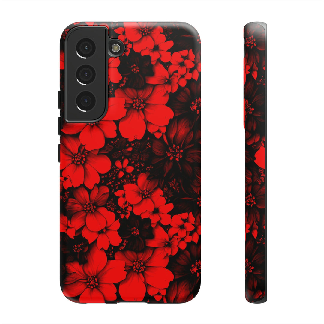 Cute Samsung Phone Case | Aesthetic Samsung Phone Case | Galaxy S23, S22, S21, S20 | Red Black Flowers, Protective Phone Case - Studio40ParkLane