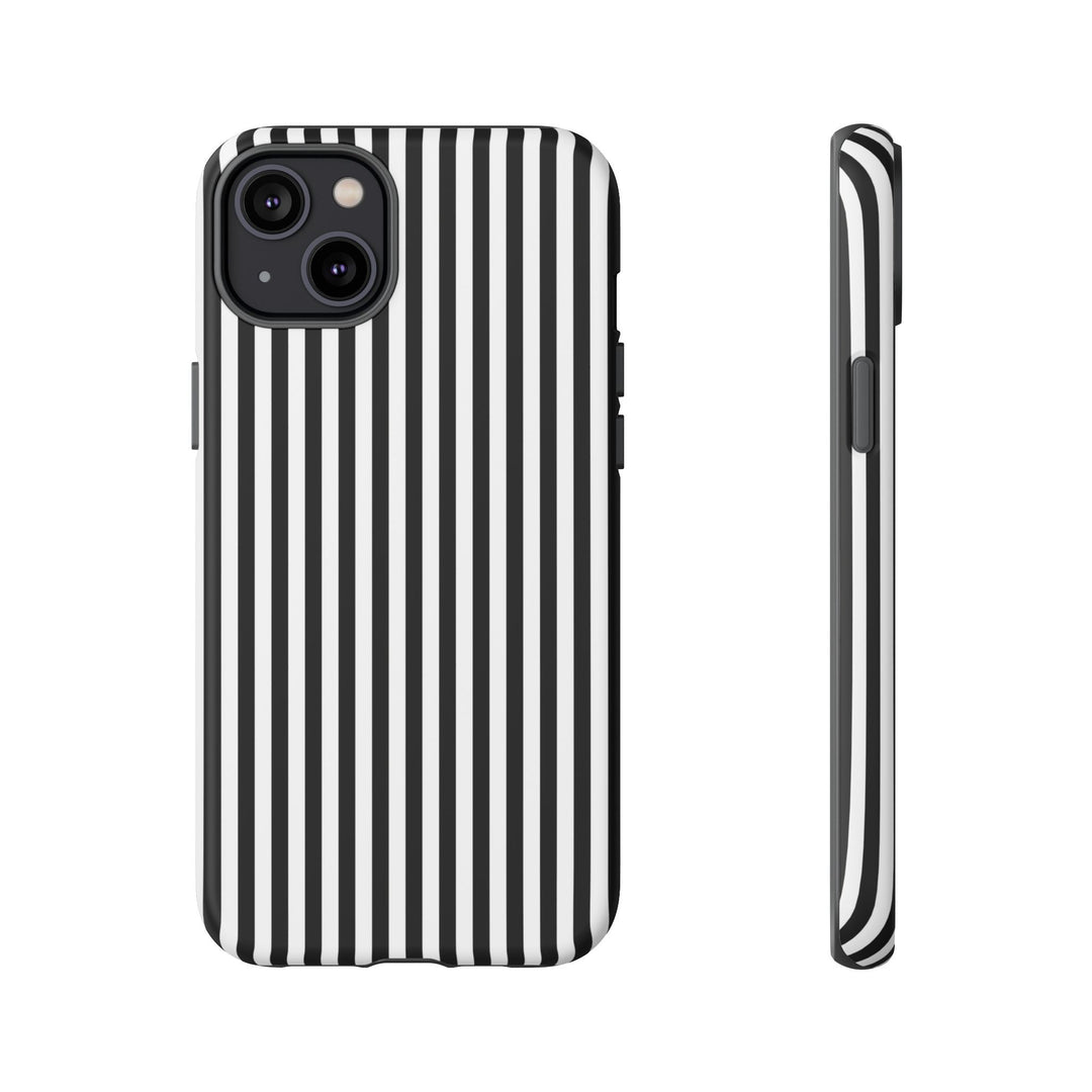 Tough Premium Black White Stripes Phone Case Gift for Her - For Apple iPhone 16 Pro Max 16e iPhone 15 Pro iPhone Iphone 14 Plus 13 Pro 12 SE XR - Studio40ParkLane