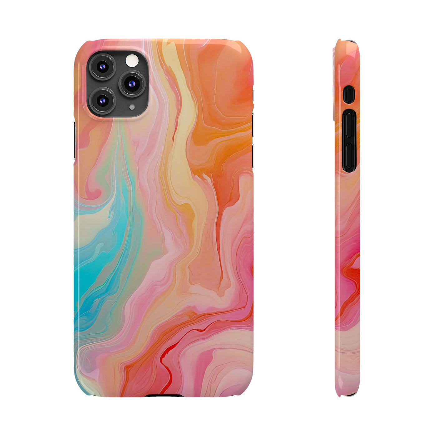 Slim Blue Pink Orange Marbled Cute Phone Cases for Iphone 16 Pro Max | iPhone 15 Case | iPhone 15 Pro Max Case, Iphone 14, Iphone 14 Pro Max, Iphone 13 12 11 8 7