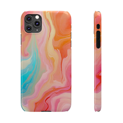 Slim Blue Pink Orange Marbled Cute Phone Cases for Iphone 16 Pro Max | iPhone 15 Case | iPhone 15 Pro Max Case, Iphone 14, Iphone 14 Pro Max, Iphone 13 12 11 8 7