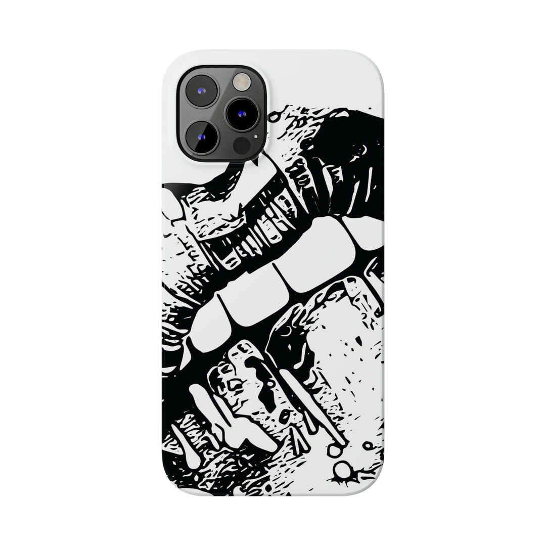 Slim Cute Phone Cases for Iphone - | iPhone 15 Case | iPhone 15 Pro Max Case, Iphone 14 Case, Iphone 14 Pro Max, Iphone 13, Smile Lips Black and White - Studio40ParkLane