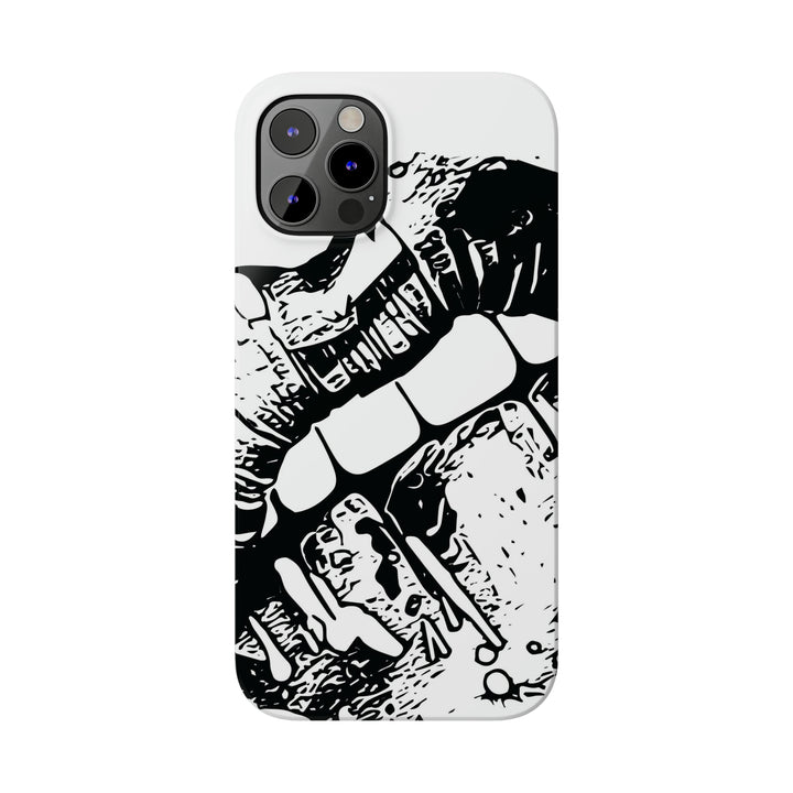 Slim Cute Phone Cases for Iphone - | iPhone 15 Case | iPhone 15 Pro Max Case, Iphone 14 Case, Iphone 14 Pro Max, Iphone 13, Smile Lips Black and White - Studio40ParkLane