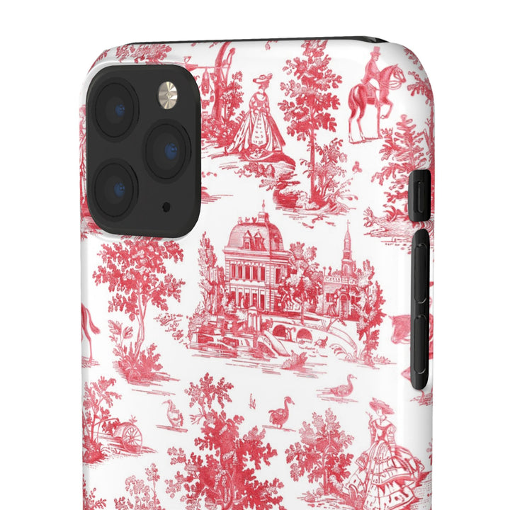 Snap French Toile Personalized Initial Custom Gift for Her Cute Phone Cases for Samsung S24, S23, S22, S21, S20, Plus and Ultra and Iphone, 16, 15, 14, 13, 12, 11. 10 - Studio40ParkLane