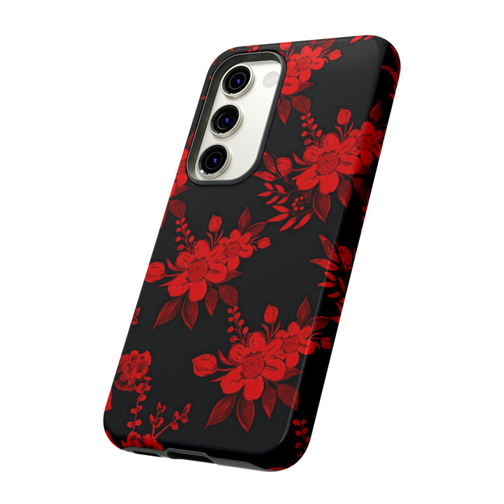 Cute Samsung Phone Case | Aesthetic Samsung Phone Case | Galaxy S23, S22, S21, S20 | Red Black Flowers, Protective Phone Case - Studio40ParkLane