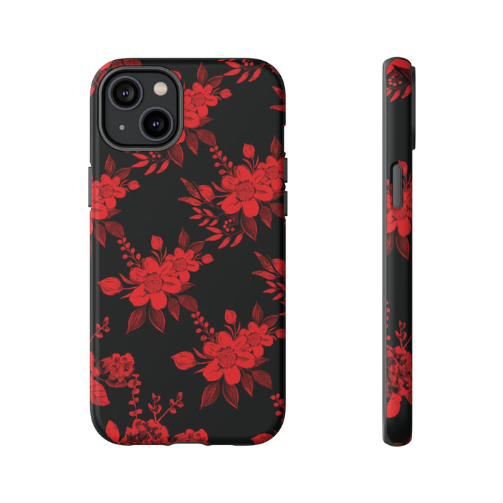 Cute IPhone Case | Red Black Flowers, iPhone 15 Case | iPhone 15 Pro Case, Iphone 14 Case, Iphone 14 Pro Max Case, Protective Iphone Case - Studio40ParkLane